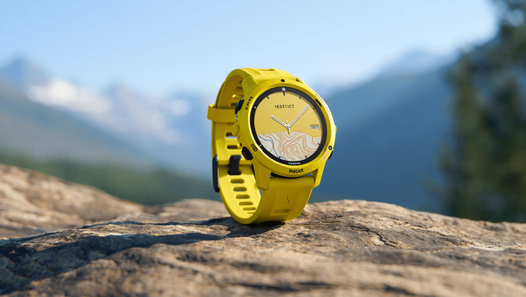 Garmin montre robuste autonomie quasi illimitée : baisse record au R.-U. en coloris exclusif Garmin Instinct 3 Solar Alpine Rush Yellow colourway