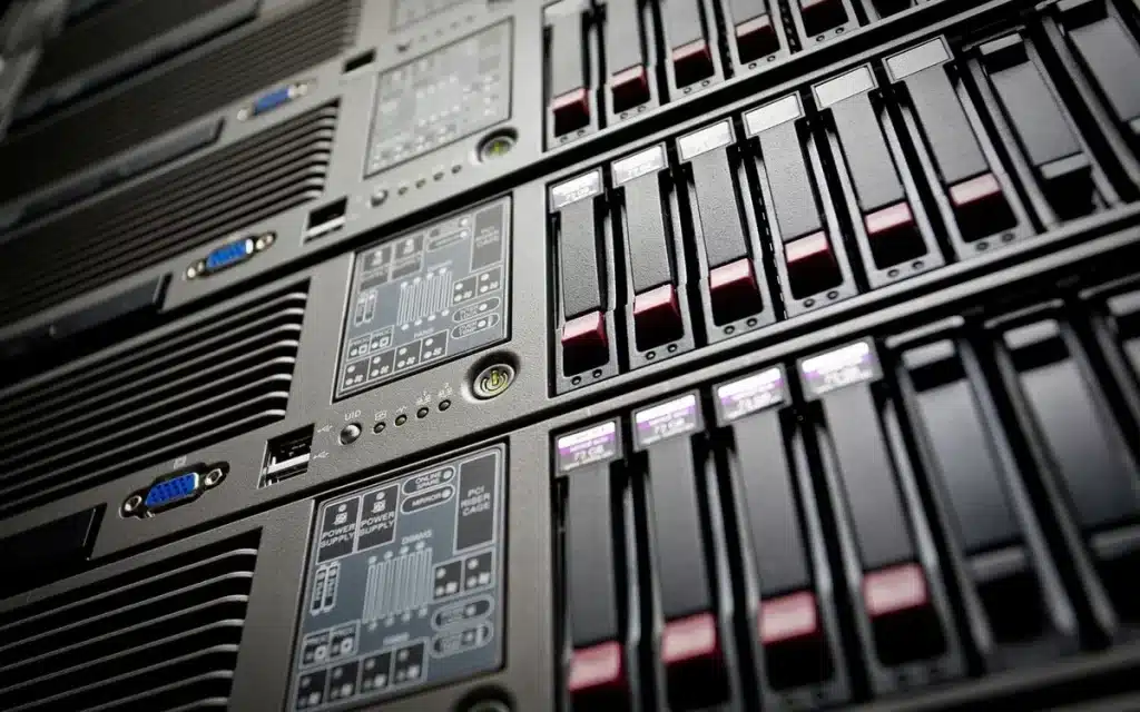 Centres de données : la tech cherche à dissiper la défiance liée à la Chine Serveurs informatiques alignés dans une salle de centre de données, symbolisant l'infrastructure numérique au cœur du dé