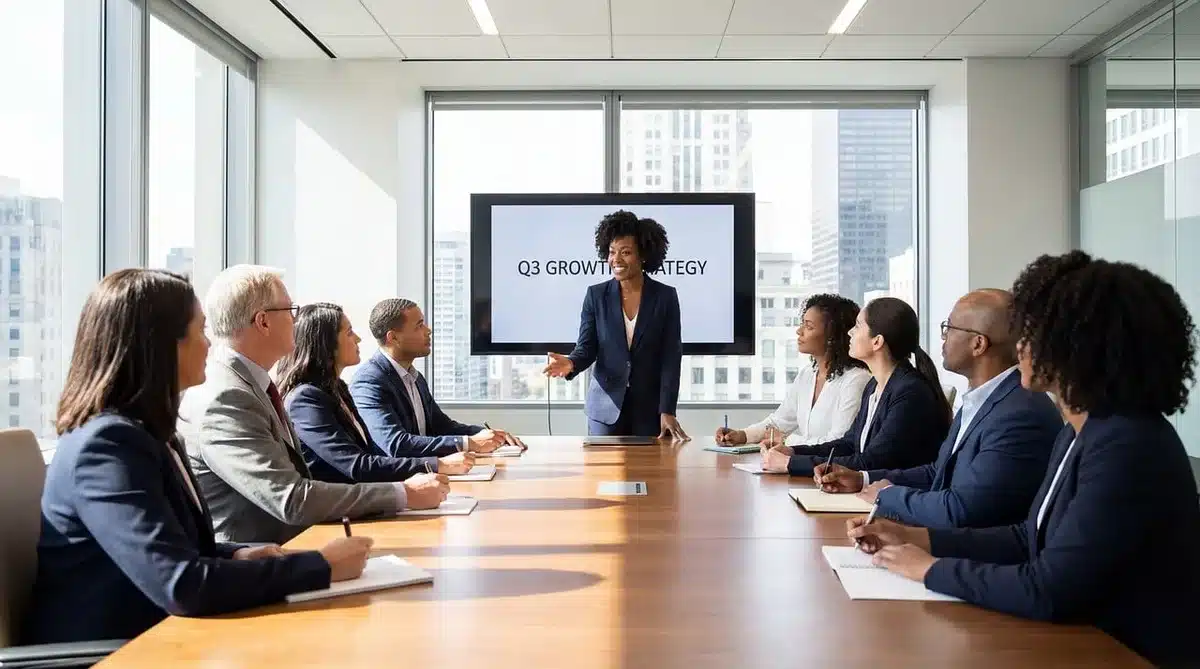 Dirigeants du secteur des cryptomonnaies réunis autour d'une table de conférence