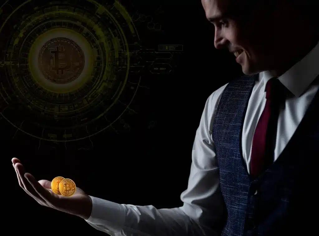 Bitcoin en péril: l’envol des taux pèse sur la crypto Pièce de Bitcoin illuminée sur un graphique de rendements obligataires en hausse