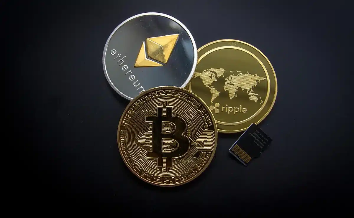 Représentation symbolique des stablecoins et des récompenses liées aux actifs numériques