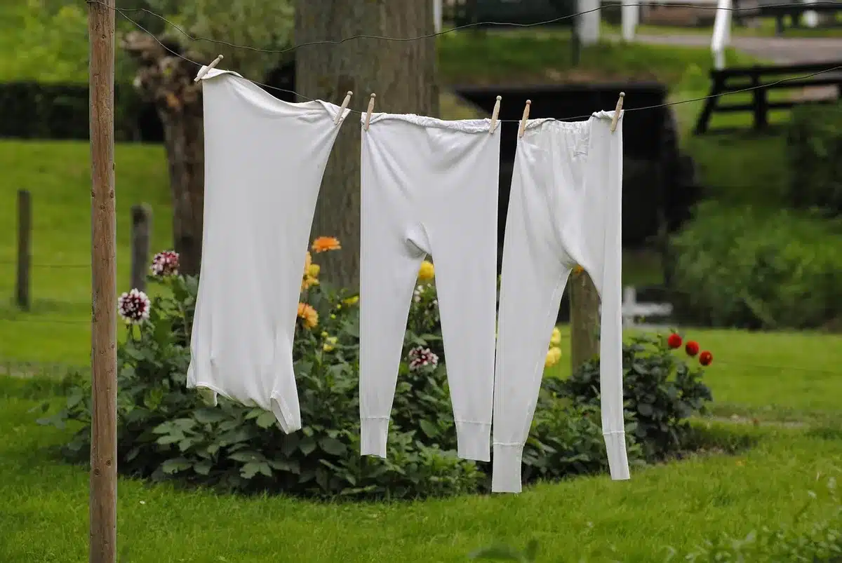 Petit déshumidificateur domestique près d'un étendoir à linge dans une pièce claire