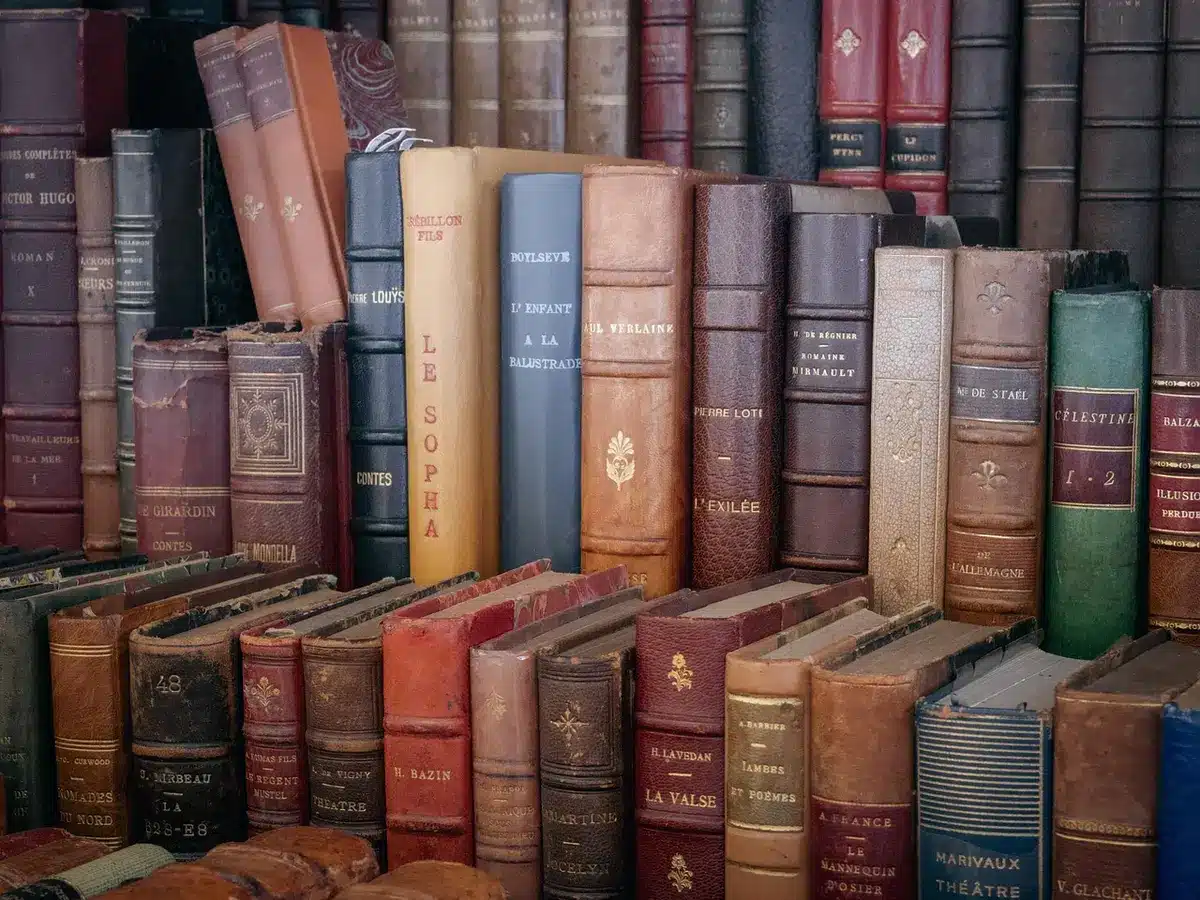 Pile de tomes de manga reliés et classés sur une étagère