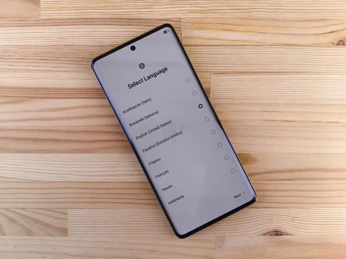 anonymous hands holding a repaired phone, screen showing settings and font replacement steps, no logos